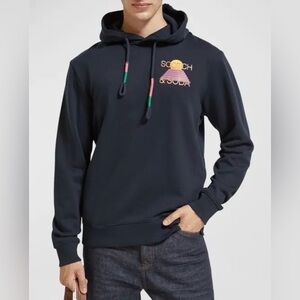 Scotch & Soda unisex Dark Blue Hoodie with Logo